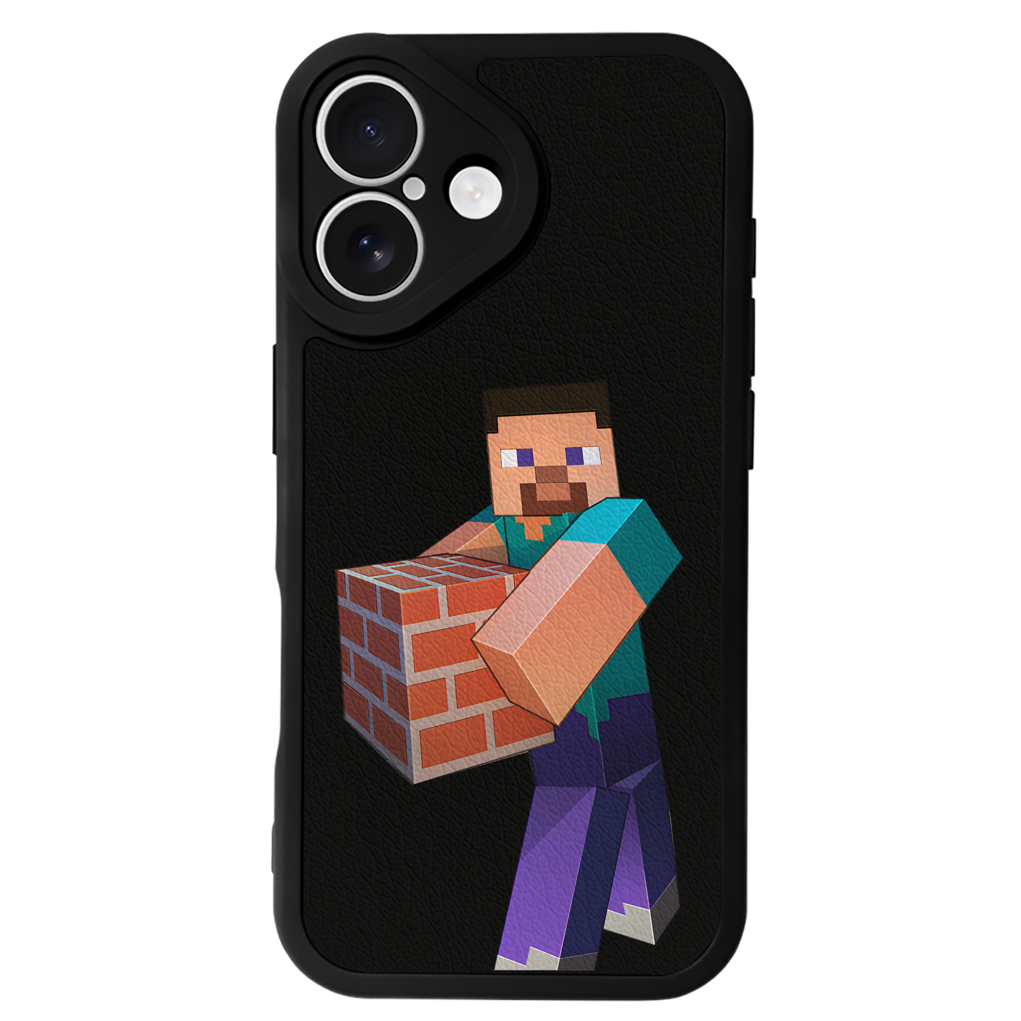 （画像用） マインクラフト ブロックの世界 Minecraft MC Block world 【iPhone 16シリーズ対応】シリコンスマホケース（レザー調） 材質：シリコン